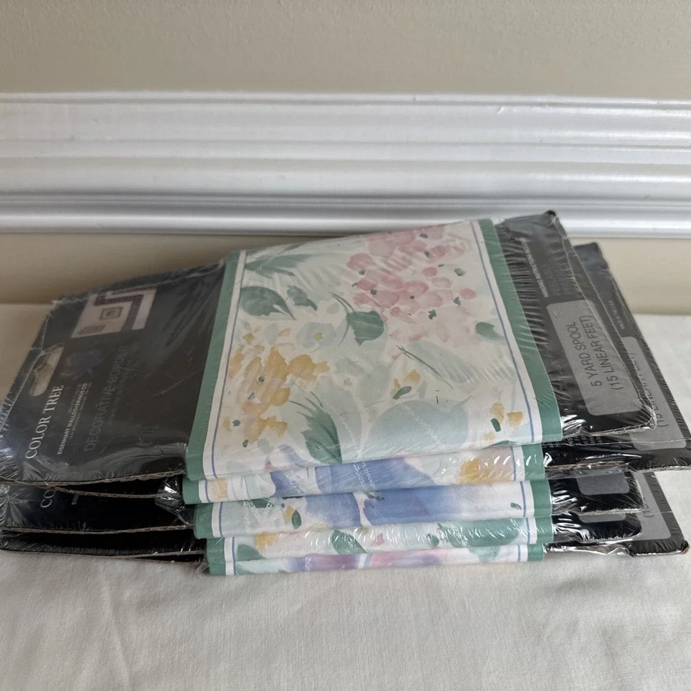 Vintage 80s‎ 90s Wallpaper Border Pastel Floral Prepasted 25 Yards Countrycore